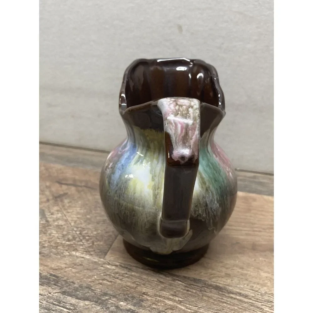 Ceramic Creamer small pitcher brown Multi‎ Colored.